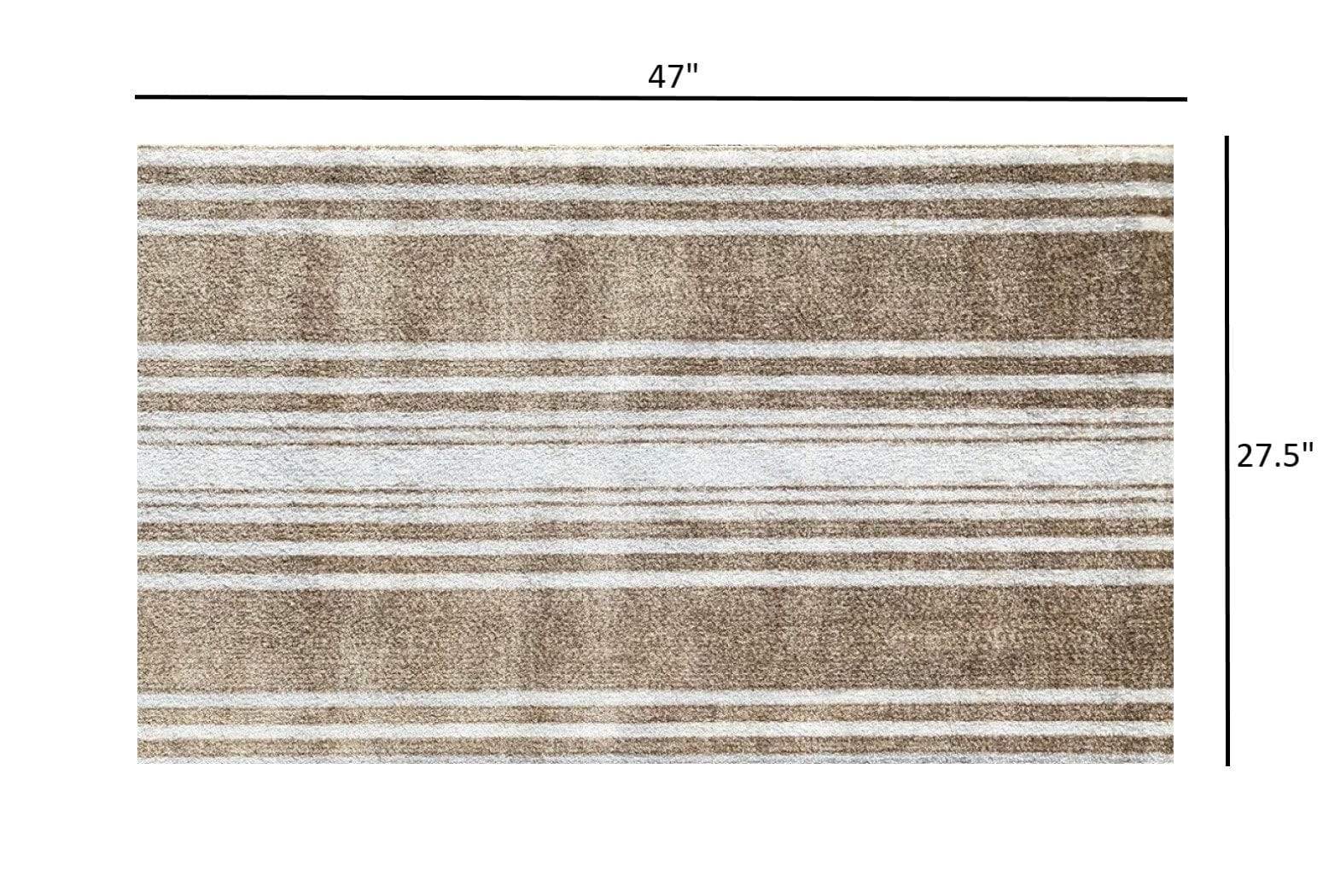 2' X 4' Sandy Shores Regatta Stripe Washable Floor Mat - Homeroots - Flyclothing LLC