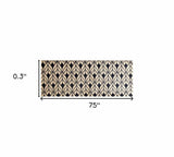 2' X 6' Graphite and Tan Abstract Leaves Washable Runner Rug - Homeroots - Flyclothing LLC