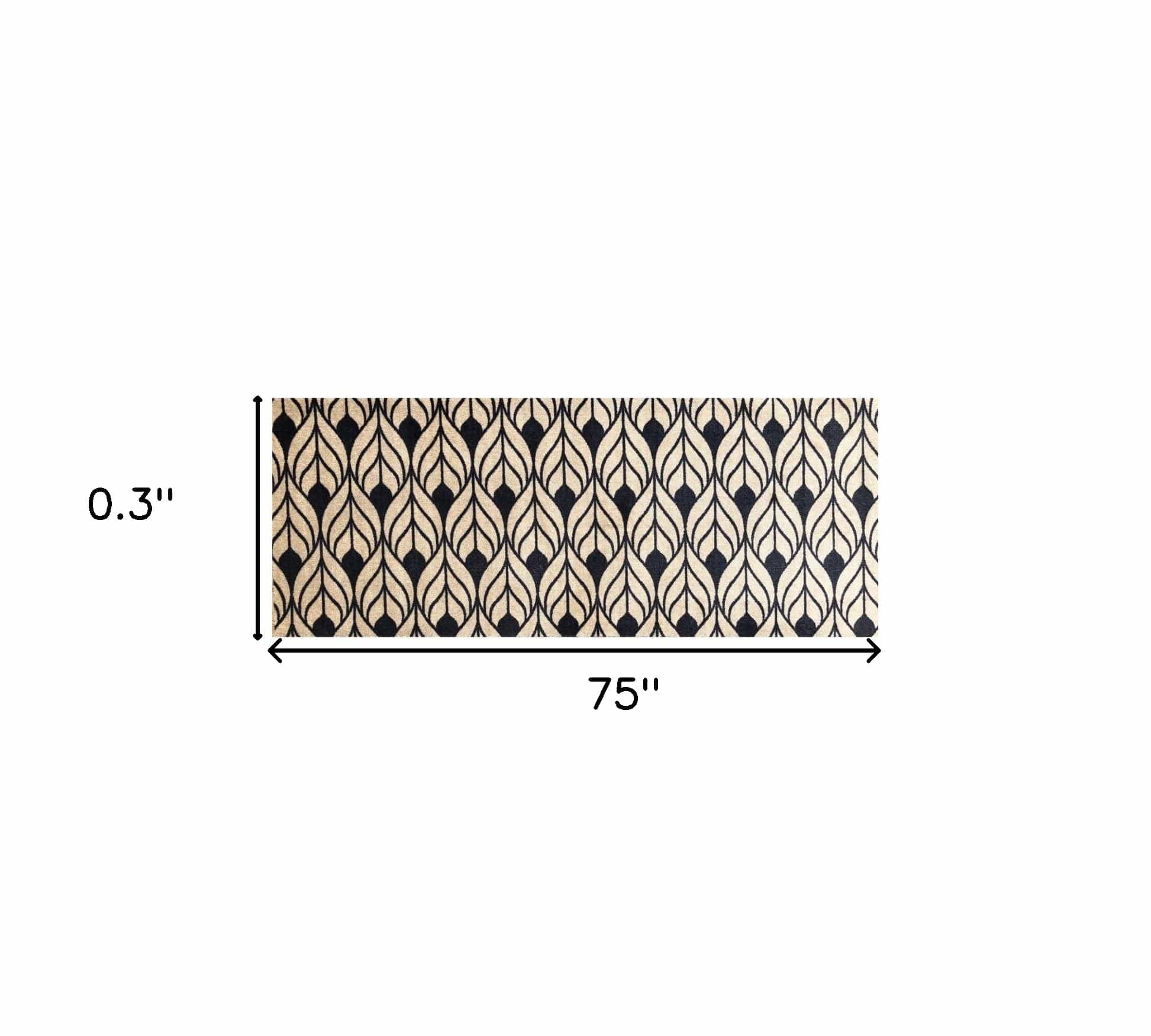 2' X 6' Graphite and Tan Abstract Leaves Washable Runner Rug - Homeroots - Flyclothing LLC