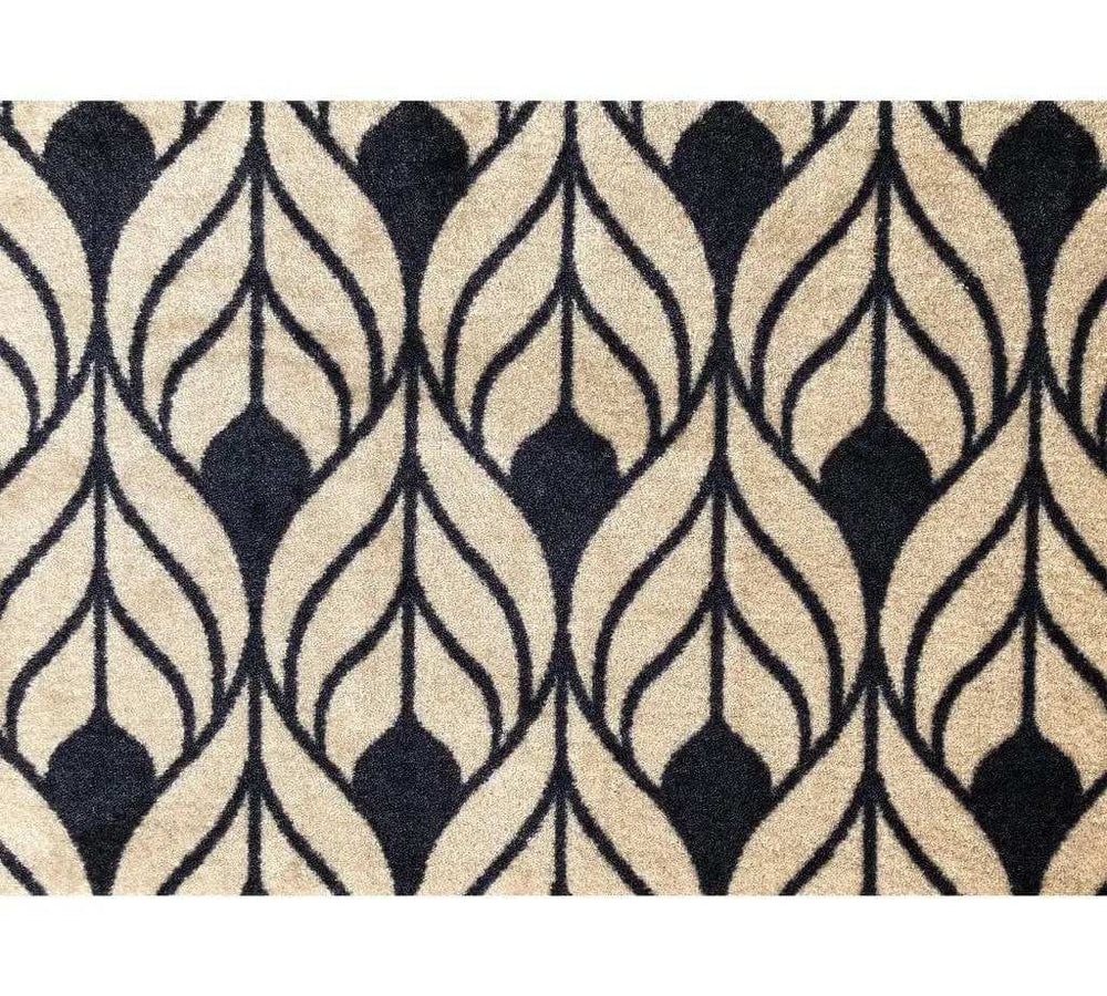 2' X 3' Graphite and Tan Abstract Leaves Washable Floor Mat - Homeroots - Flyclothing LLC