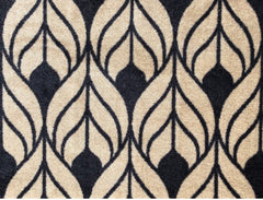 2' X 3' Graphite and Tan Abstract Leaves Washable Floor Mat - Homeroots