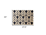 2' X 3' Graphite and Tan Abstract Leaves Washable Floor Mat - Homeroots - Flyclothing LLC