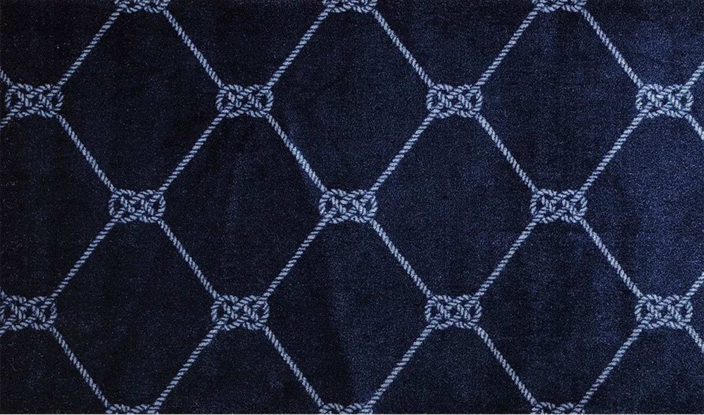 2' X 3' Navy Nautical Knots Washable Floor Mat - Homeroots - Flyclothing LLC