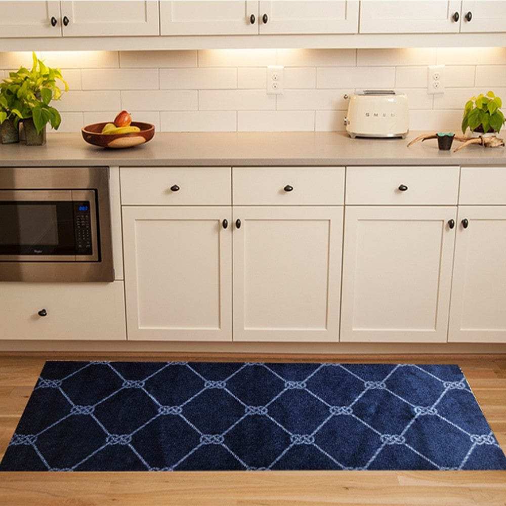 2' X 6' Navy Nautical Knots Washable Runner Rug - Homeroots - Flyclothing LLC