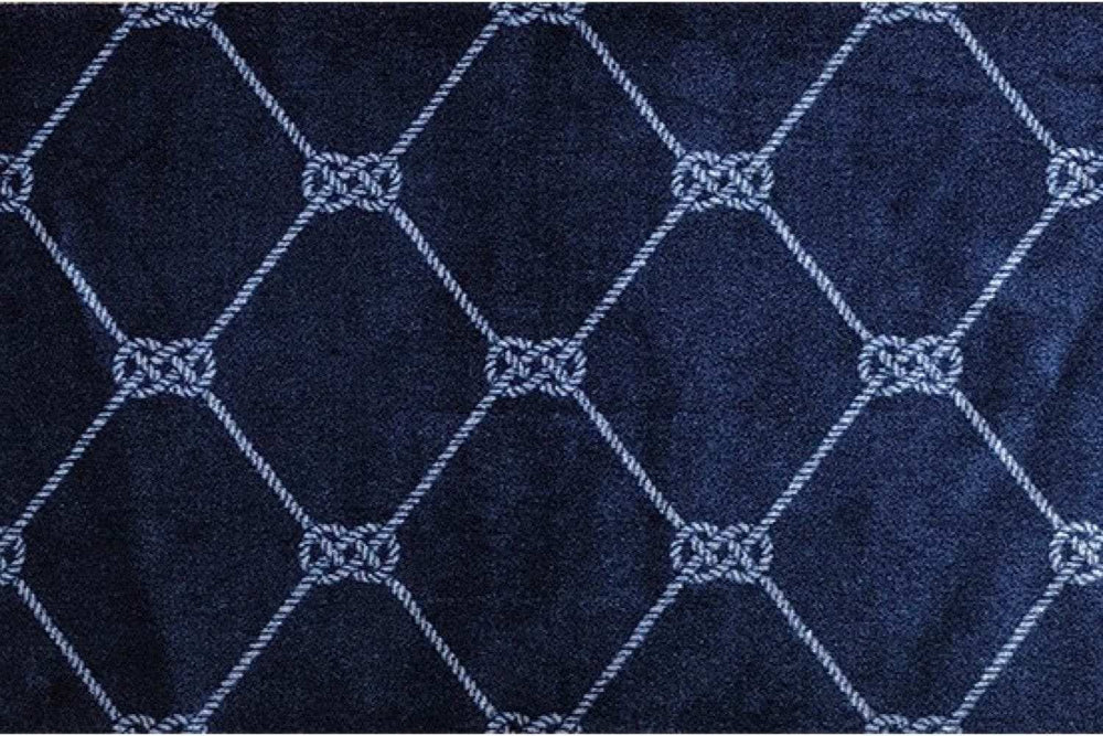 2' X 6' Navy Nautical Knots Washable Runner Rug - Homeroots - Flyclothing LLC
