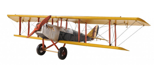 8" Yellow Red And Gray Metal Hand Painted AirPlane - Homeroots