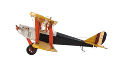 8" Yellow Red And Gray Metal Hand Painted AirPlane - Homeroots