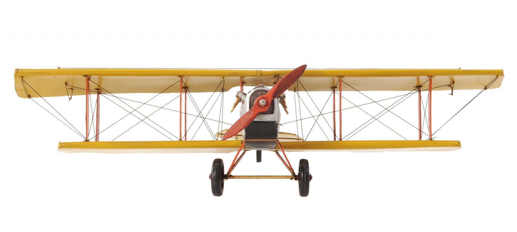 8" Yellow Red And Gray Metal Hand Painted AirPlane - Homeroots