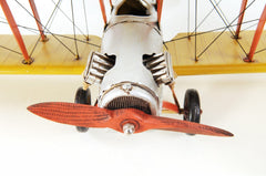 8" Yellow Red And Gray Metal Hand Painted AirPlane - Homeroots
