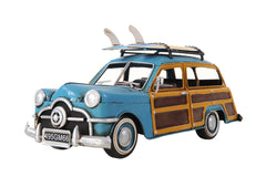 6" Blue And Yellow Metal Hand Painted Decorative Car - Homeroots