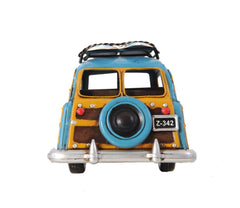 6" Blue And Yellow Metal Hand Painted Decorative Car - Homeroots