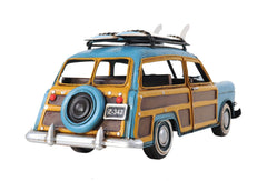 6" Blue And Yellow Metal Hand Painted Decorative Car - Homeroots
