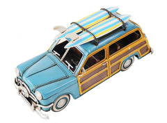 6" Blue And Yellow Metal Hand Painted Decorative Car - Homeroots