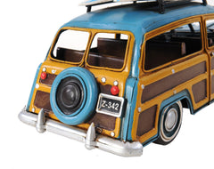 6" Blue And Yellow Metal Hand Painted Decorative Car - Homeroots