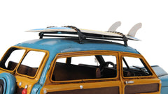 6" Blue And Yellow Metal Hand Painted Decorative Car - Homeroots