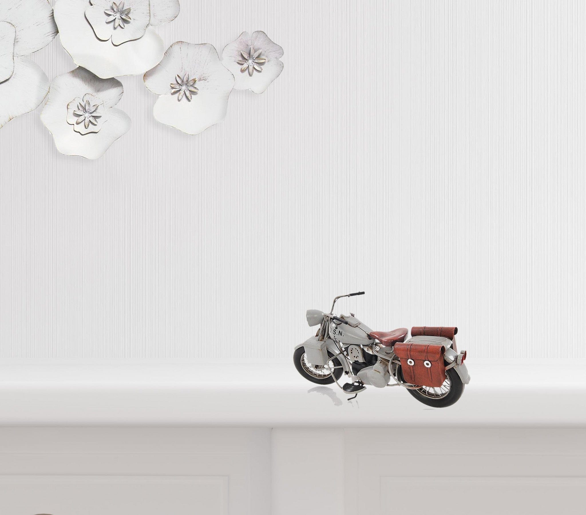 6" Grey Metal Hand Painted Decorative Motorcycle - Homeroots - Flyclothing LLC