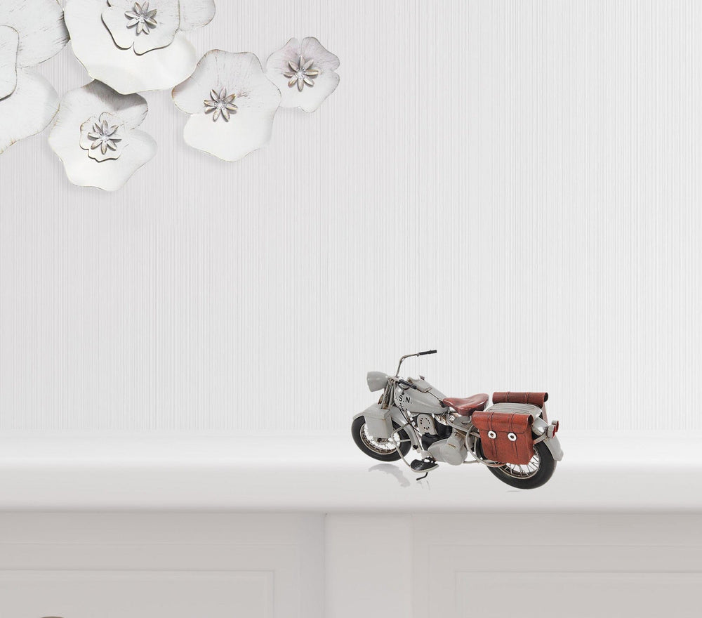 6" Grey Metal Hand Painted Decorative Motorcycle - Homeroots - Flyclothing LLC
