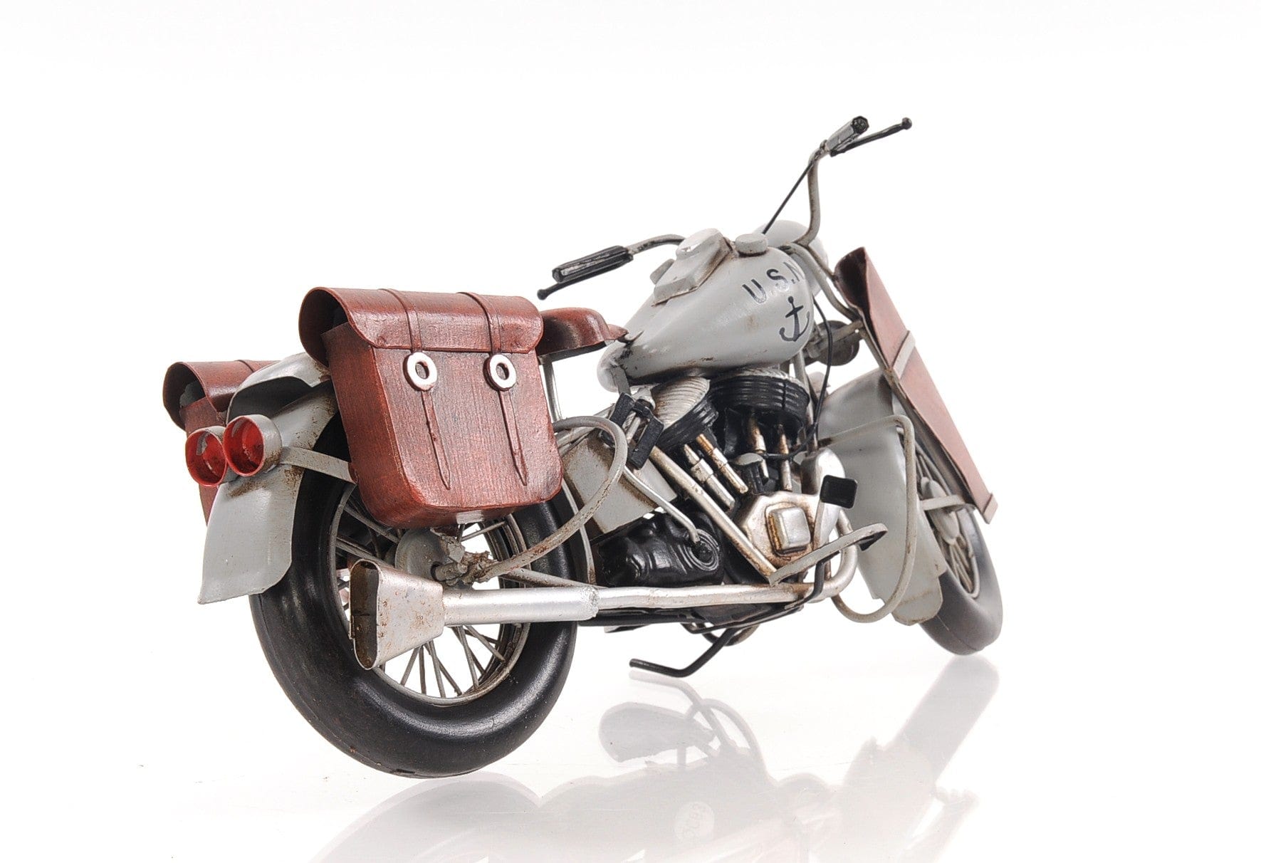 6" Grey Metal Hand Painted Decorative Motorcycle - Homeroots