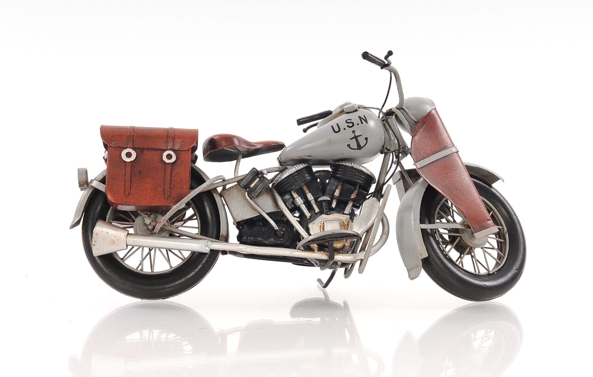 6" Grey Metal Hand Painted Decorative Motorcycle - Homeroots