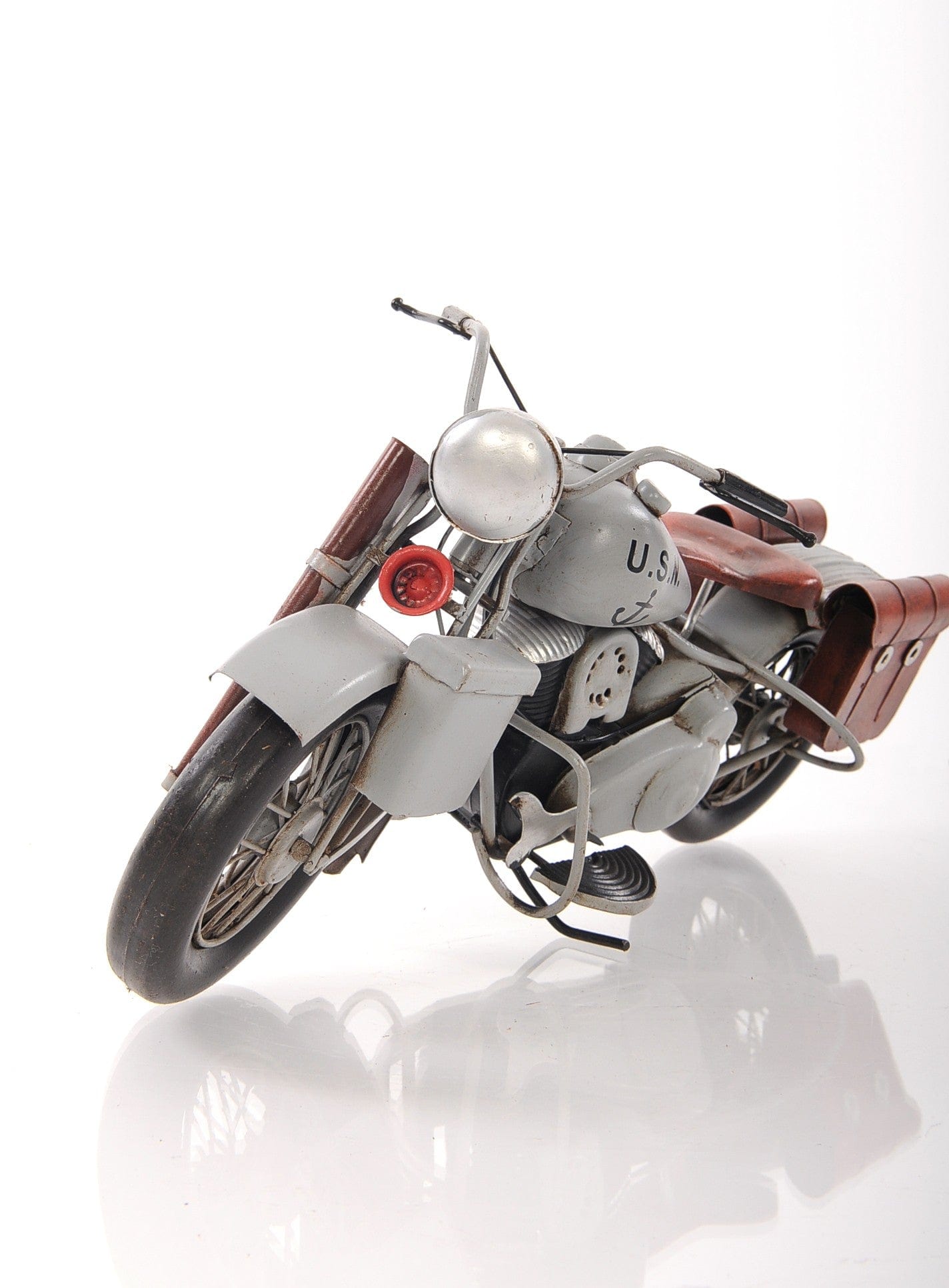 6" Grey Metal Hand Painted Decorative Motorcycle - Homeroots