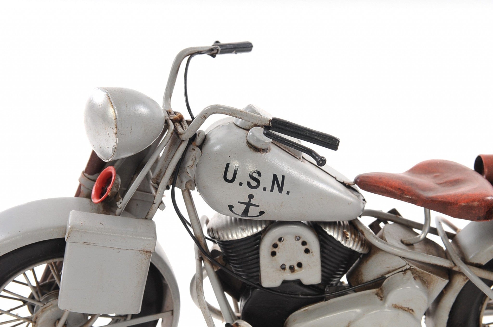 6" Grey Metal Hand Painted Decorative Motorcycle - Homeroots