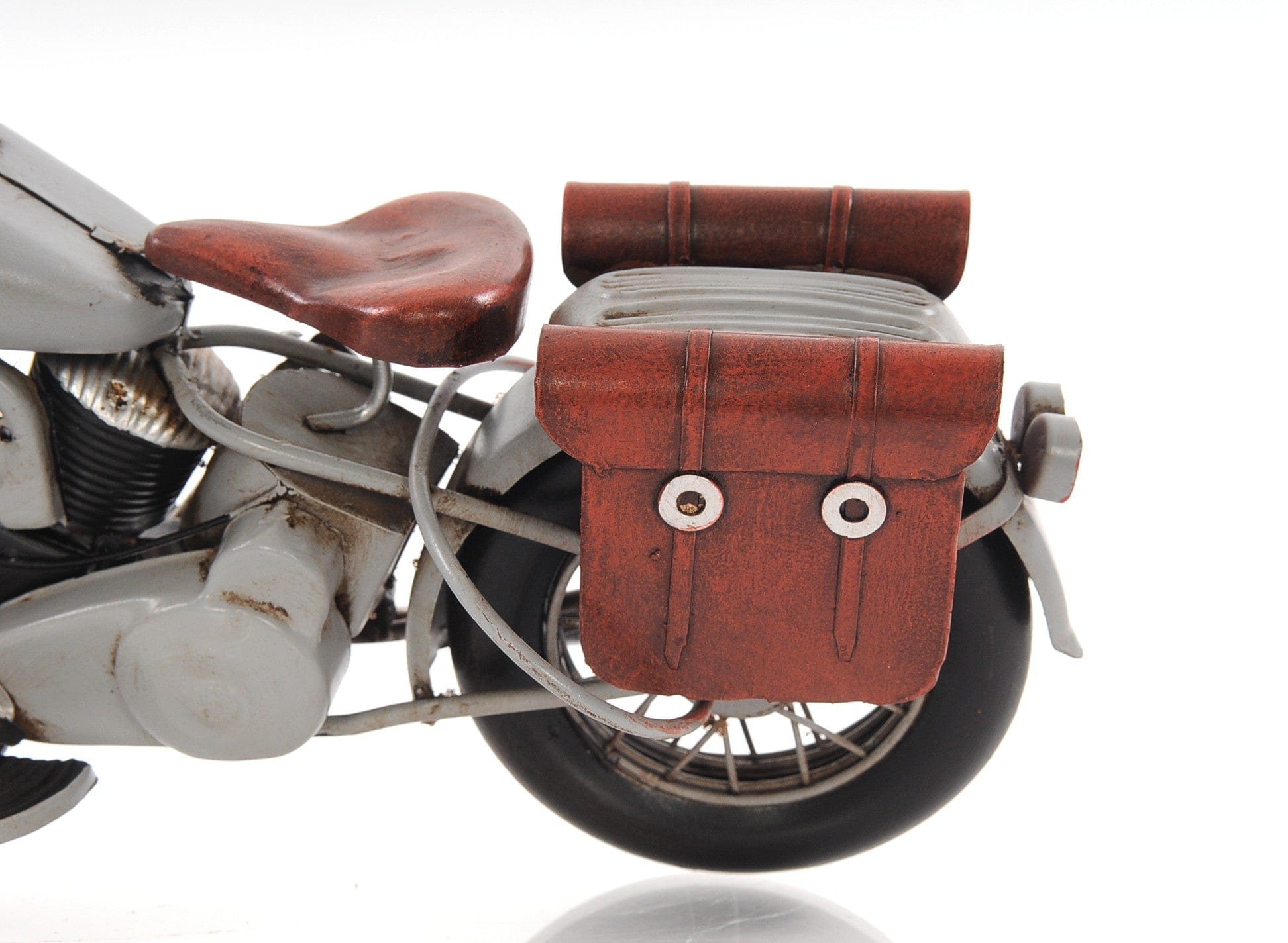 6" Grey Metal Hand Painted Decorative Motorcycle - Homeroots
