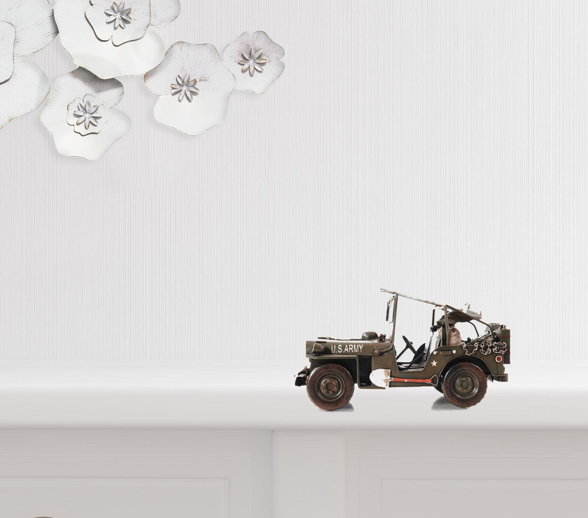 6" Army Green Metal Hand Painted Decorative Truck - Homeroots - Flyclothing LLC