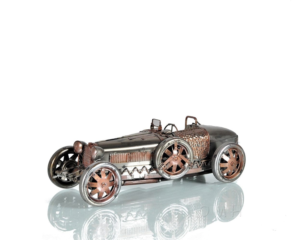 c1924 Bugatti Bronze and Silver Racecar Model Sculpture - Homeroots
