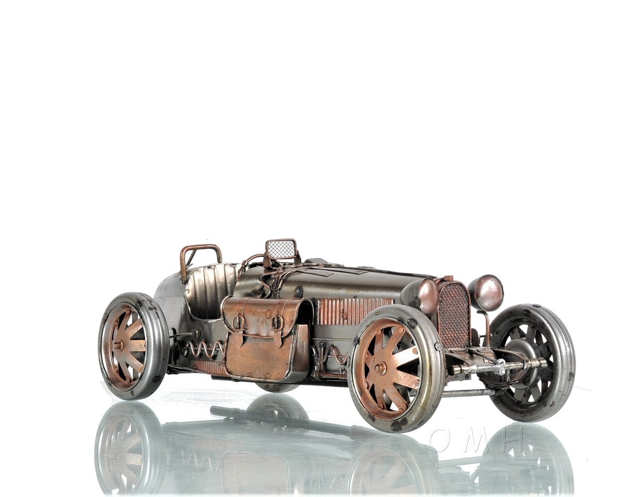 c1924 Bugatti Bronze and Silver Racecar Model Sculpture - Homeroots