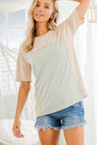 Heimish Full Size Contrast Round Neck Short Sleeve T-Shirt Plus Size - Trendsi - Flyclothing LLC