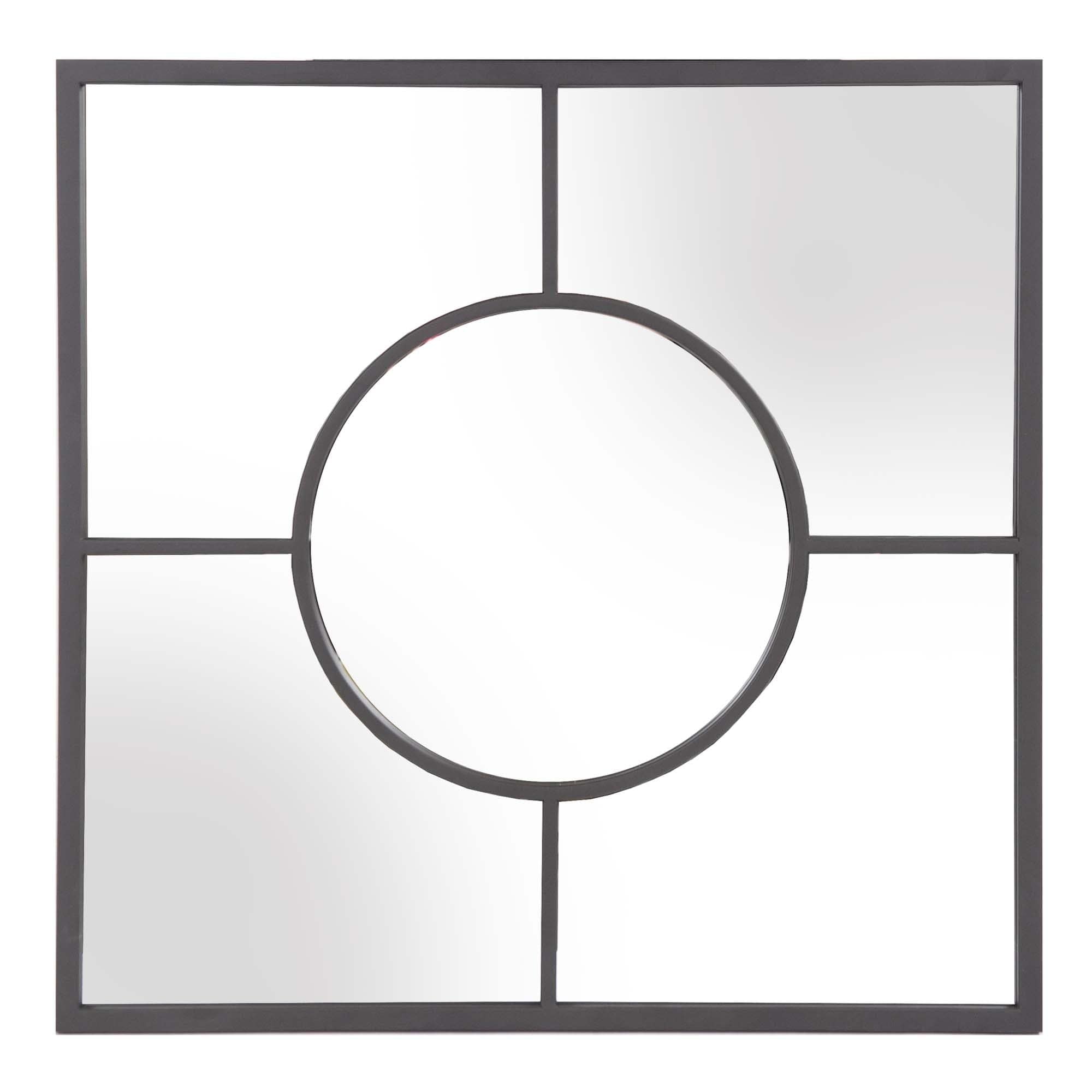 Graphite Geometric Design Square Metal Wall Mirror - Homeroots