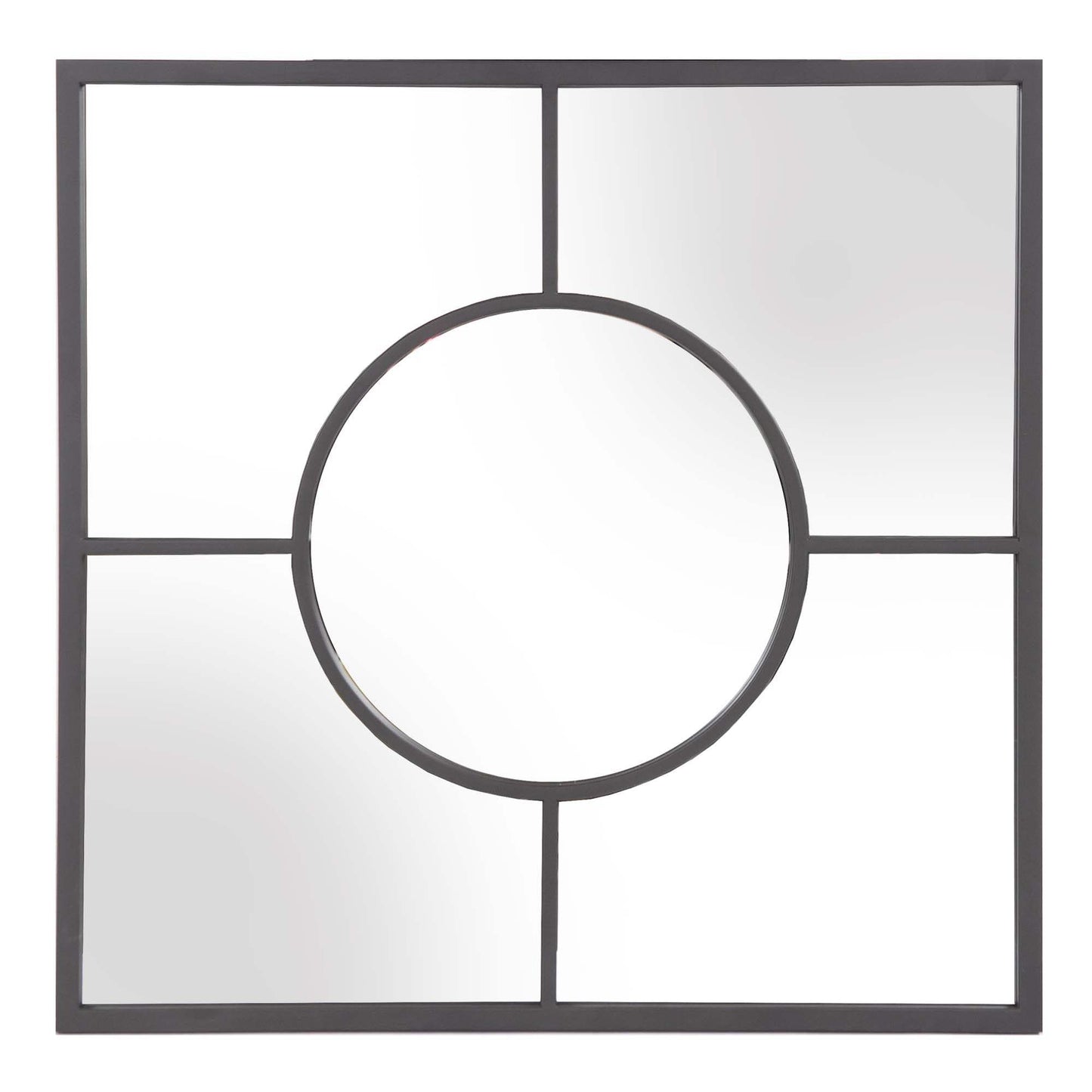 Graphite Geometric Design Square Metal Wall Mirror - Homeroots - Flyclothing LLC