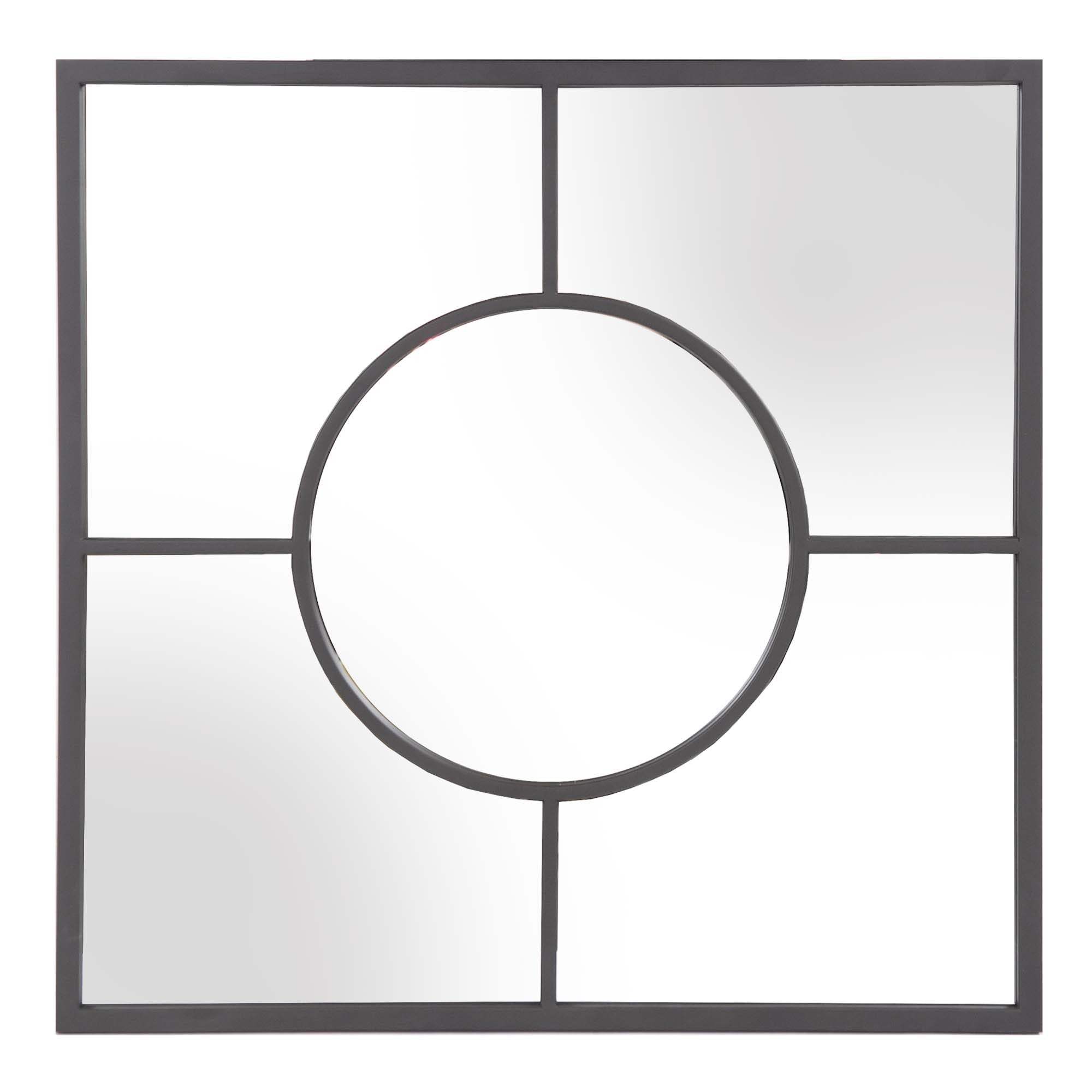 Graphite Geometric Design Square Metal Wall Mirror - Homeroots - Flyclothing LLC