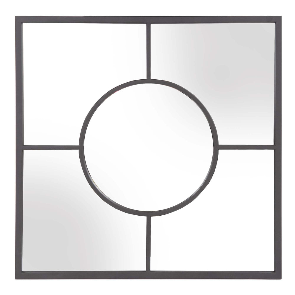 Graphite Geometric Design Square Metal Wall Mirror - Homeroots