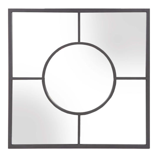 Graphite Geometric Design Square Metal Wall Mirror - Homeroots