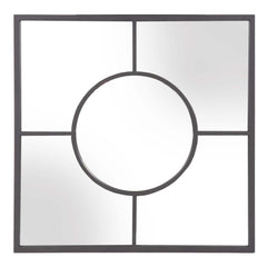 Graphite Geometric Design Square Metal Wall Mirror - Homeroots