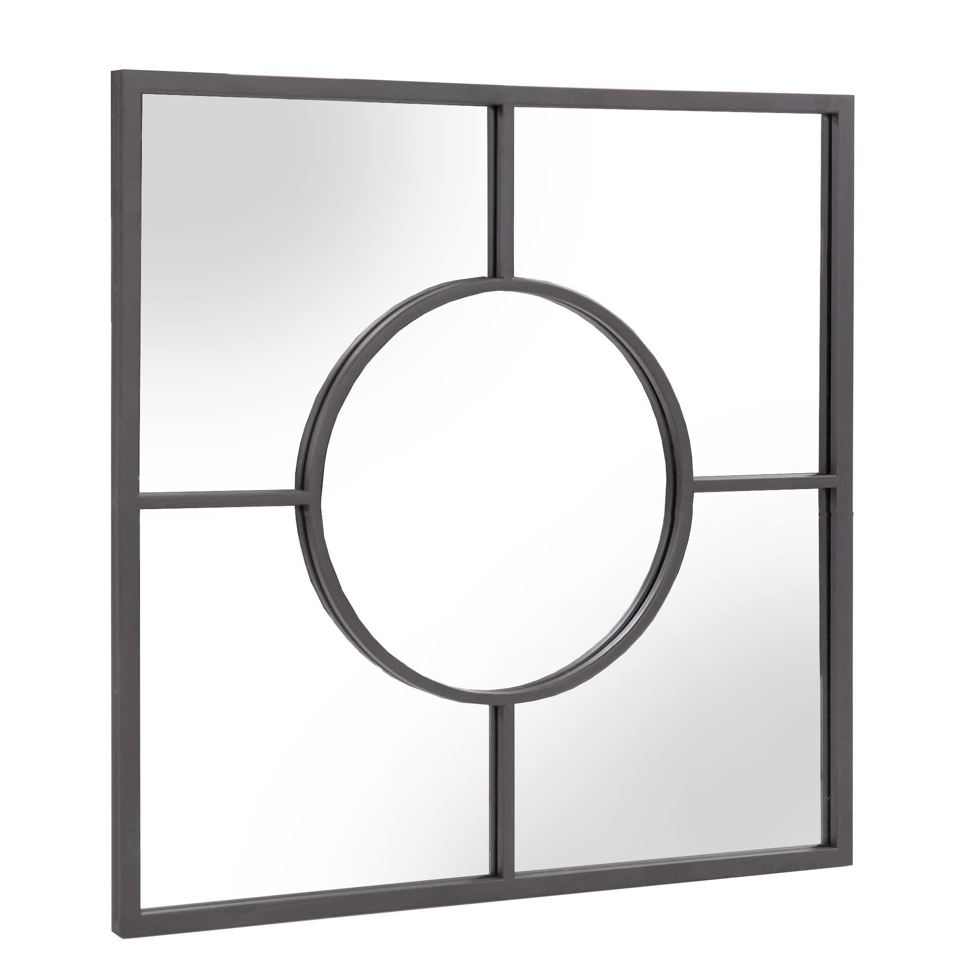 Graphite Geometric Design Square Metal Wall Mirror - Homeroots