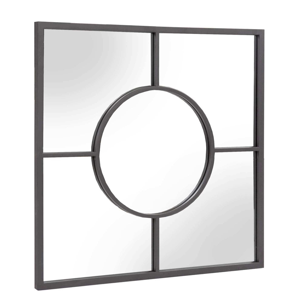 Graphite Geometric Design Square Metal Wall Mirror - Homeroots - Flyclothing LLC