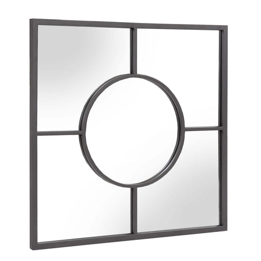 Graphite Geometric Design Square Metal Wall Mirror - Homeroots