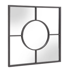 Graphite Geometric Design Square Metal Wall Mirror - Homeroots