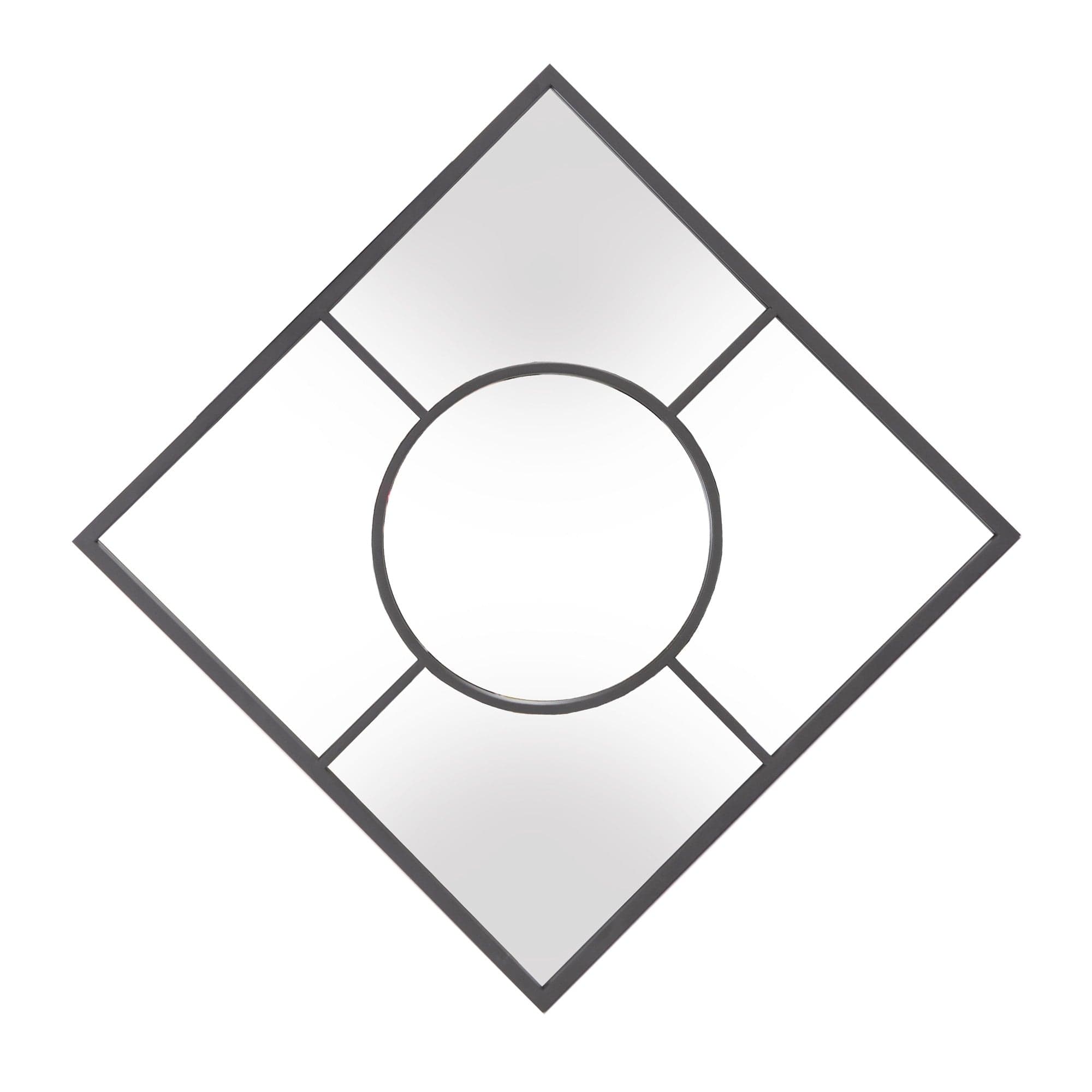 Graphite Geometric Design Square Metal Wall Mirror - Homeroots