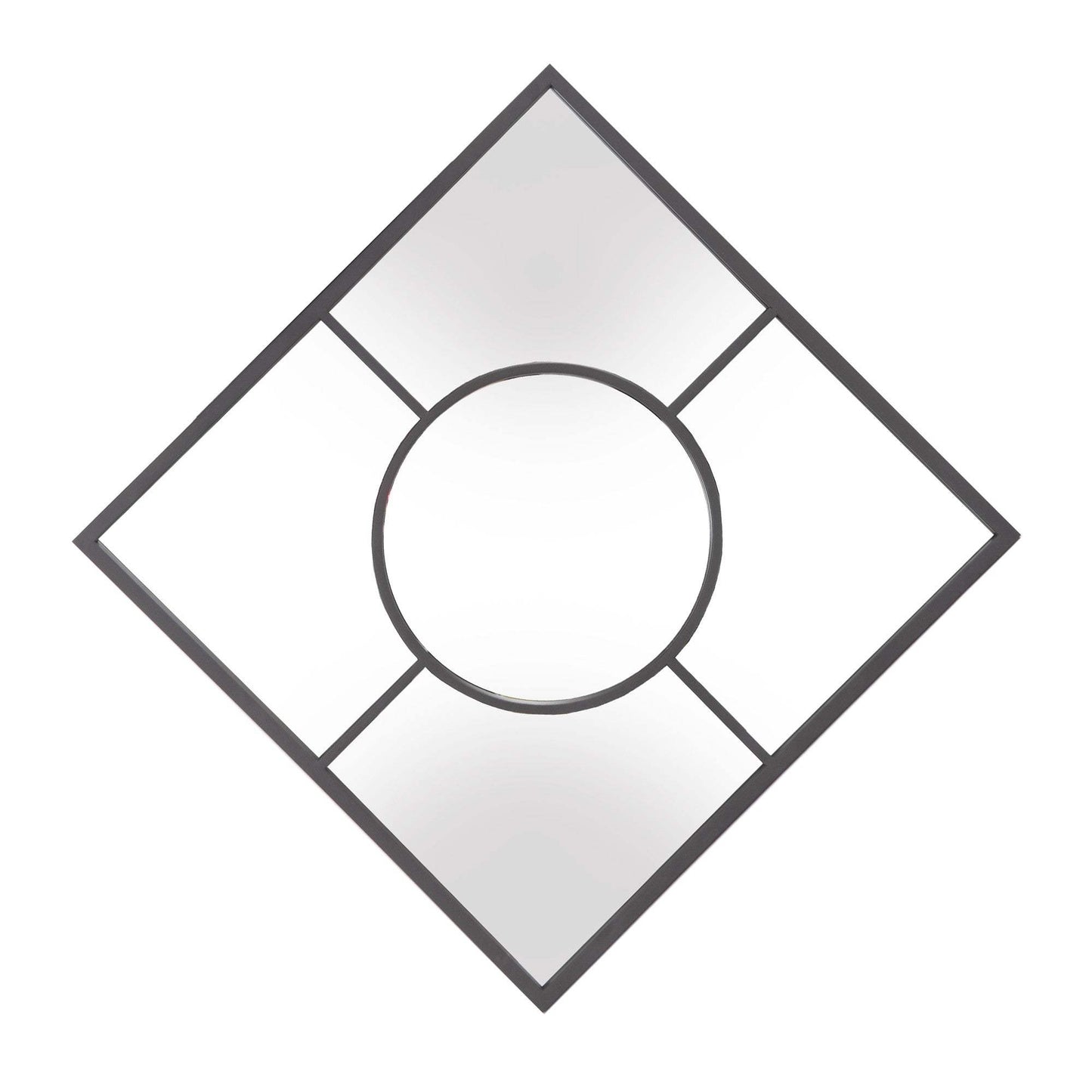 Graphite Geometric Design Square Metal Wall Mirror - Homeroots - Flyclothing LLC