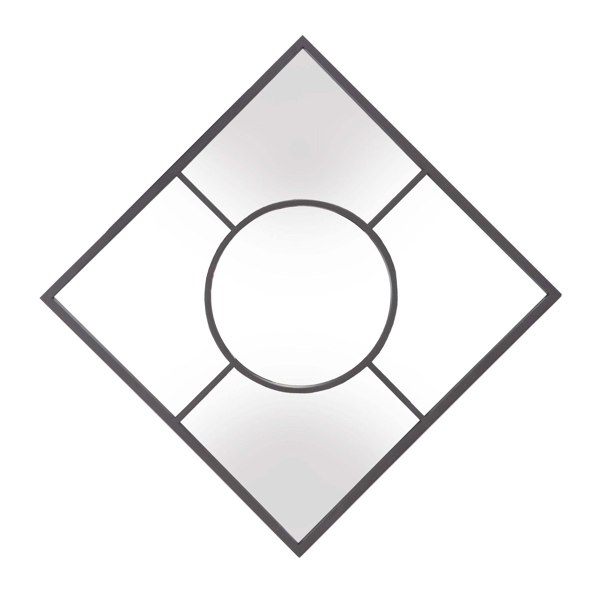 Graphite Geometric Design Square Metal Wall Mirror - Homeroots - Flyclothing LLC