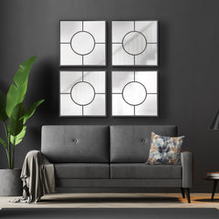 Graphite Geometric Design Square Metal Wall Mirror - Homeroots