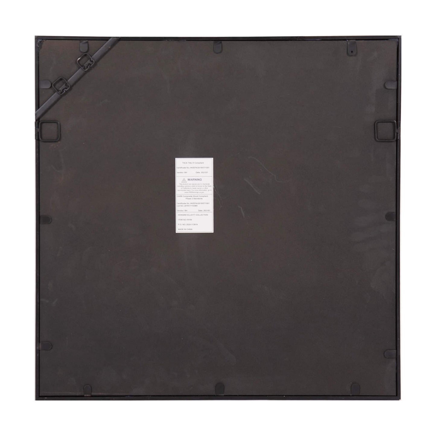 Graphite Geometric Design Square Metal Wall Mirror - Homeroots - Flyclothing LLC