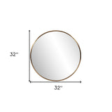 32" Antiqued Brushed Brass Round Wall Mirror - Homeroots - Flyclothing LLC