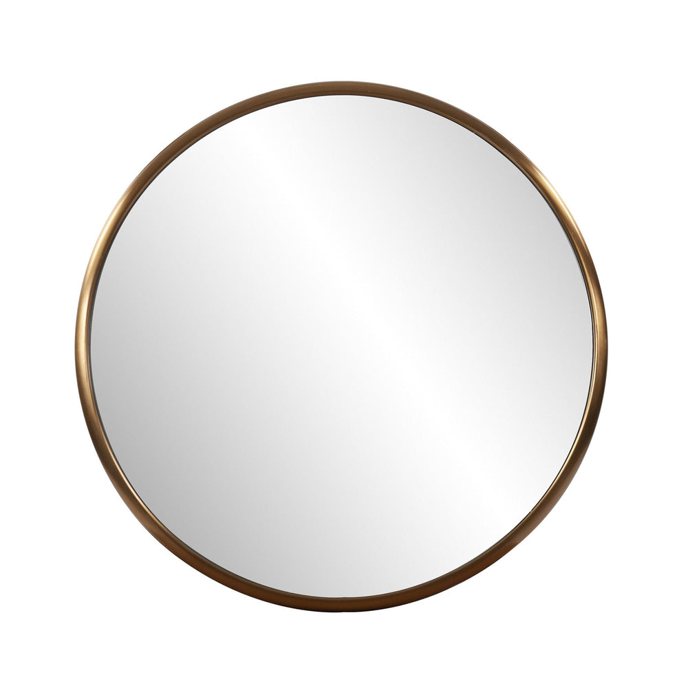 20" Antiqued Brass Round Metal Framed Accent Mirror - Homeroots - Flyclothing LLC