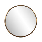 20" Antiqued Brass Round Metal Framed Accent Mirror - Homeroots