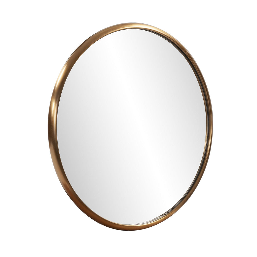 20" Antiqued Brass Round Metal Framed Accent Mirror - Homeroots - Flyclothing LLC