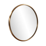 20" Antiqued Brass Round Metal Framed Accent Mirror - Homeroots